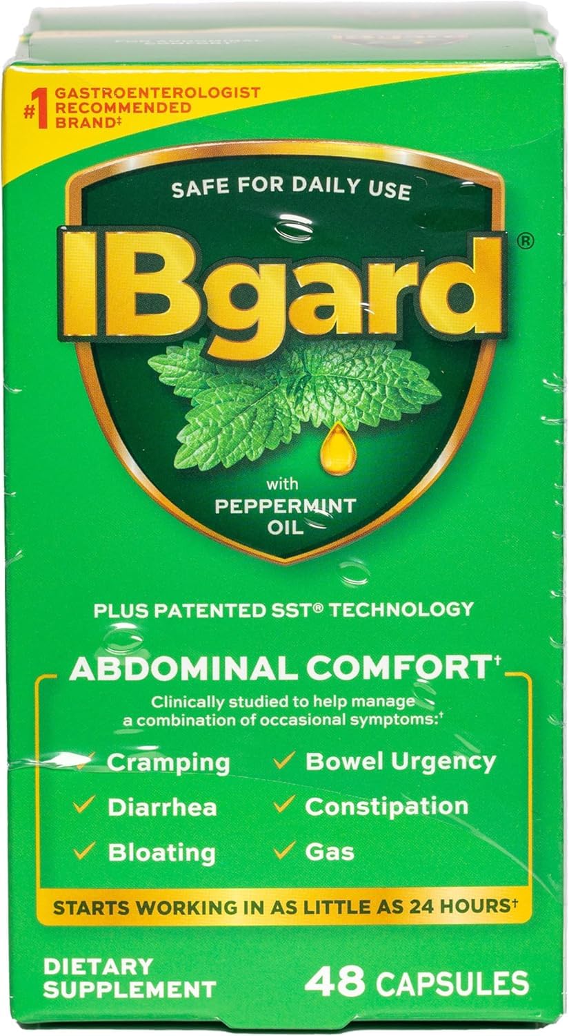 IBgard Gut Health Supplement, Peppermint Oil Capsules for Abdominal Comfort, 48 Capsules